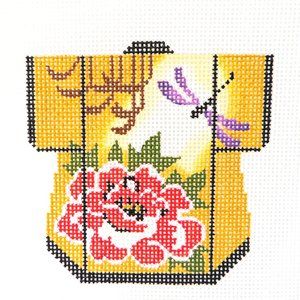 Lee Designs Peony  Dragonfly Petite Kimono Needlepoint Canvas Hand Painted 18ct
